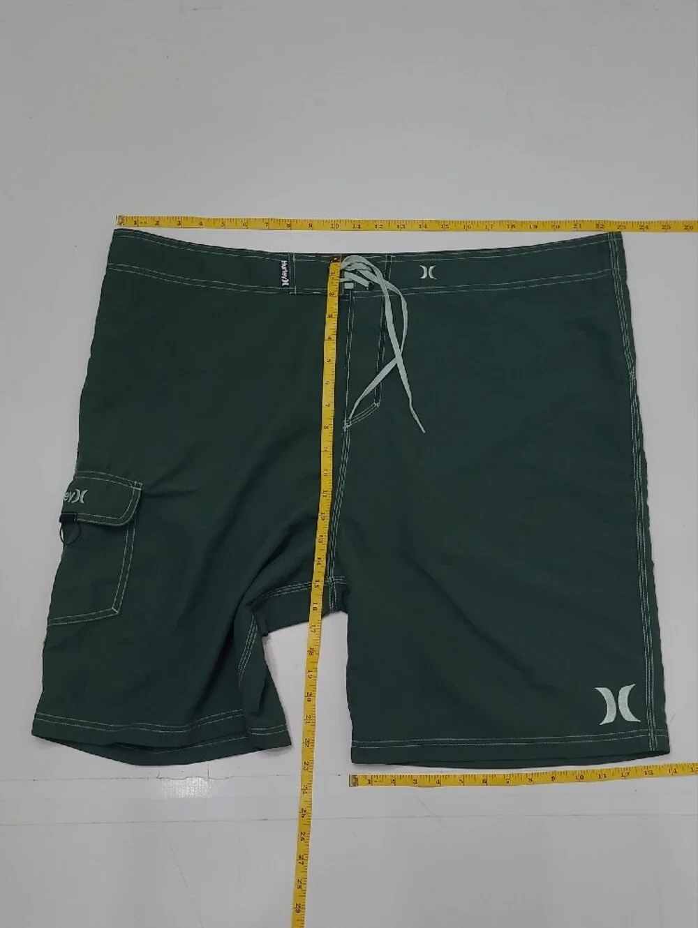 Hurley Forest Green Board Shorts Beach Volleyball Swim Surf Trunks Drawstring